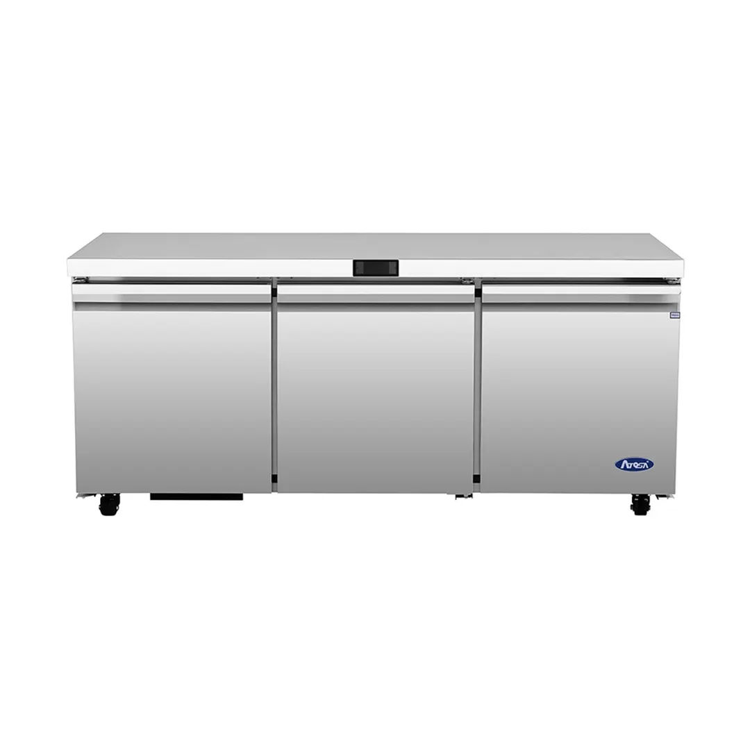 Atosa USA AUR72SD 72" Three Solid Door Undercounter Refrigerator, Stainless Steel, 18.2 cu. ft