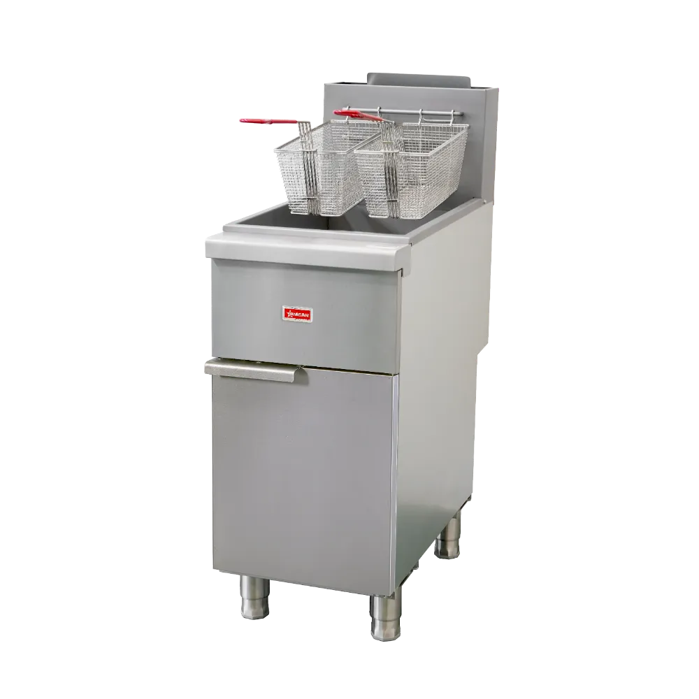 Omcan USA 48637 15" Floor Model Lp Gas Full Pot Fryer, 50 lbs