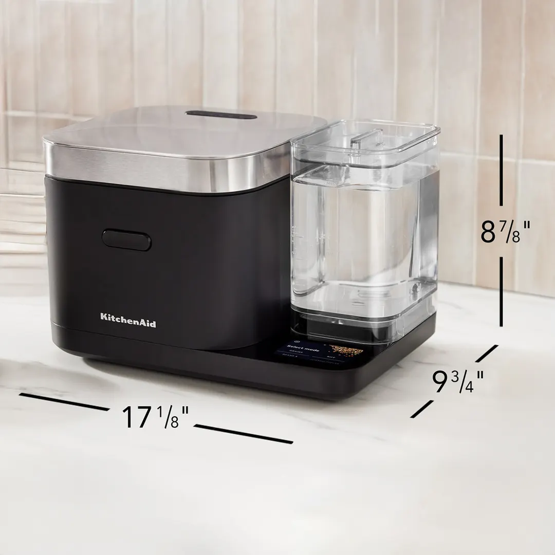 KitchenAid KGC3155BM Grain & Rice Cooker, 8 Cup, Auto Sensing, Integrated Scale & Water Tank