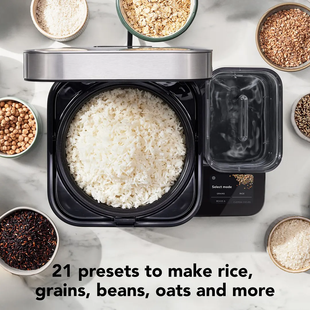 KitchenAid KGC3155BM Grain & Rice Cooker, 8 Cup, Auto Sensing, Integrated Scale & Water Tank