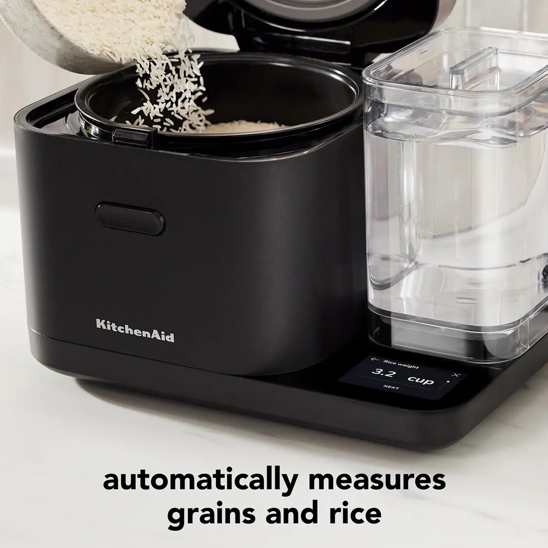 KitchenAid KGC3155BM Grain & Rice Cooker, 8 Cup, Auto Sensing, Integrated Scale & Water Tank