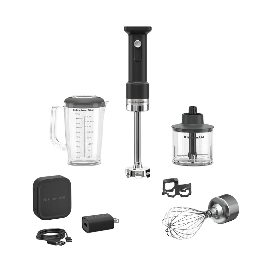 KitchenAid KHBRV75BM Go™ Cordless Hand Blender with Accessories, (Battery Included)