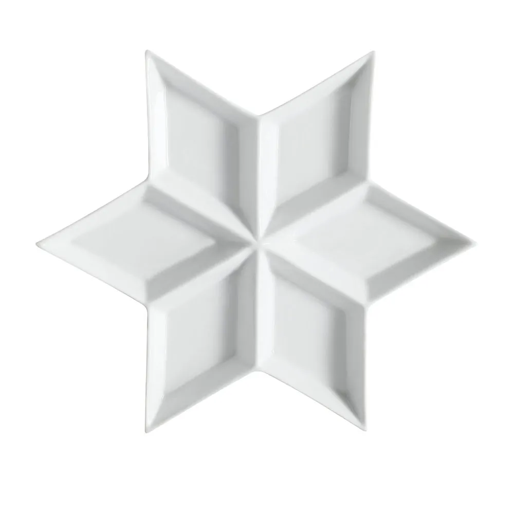 CAC China CMP-6 Compartment Tray, 12" x 12" x 3/4" White Porcelain, 6 Compartments, Safe - 1 Dozen