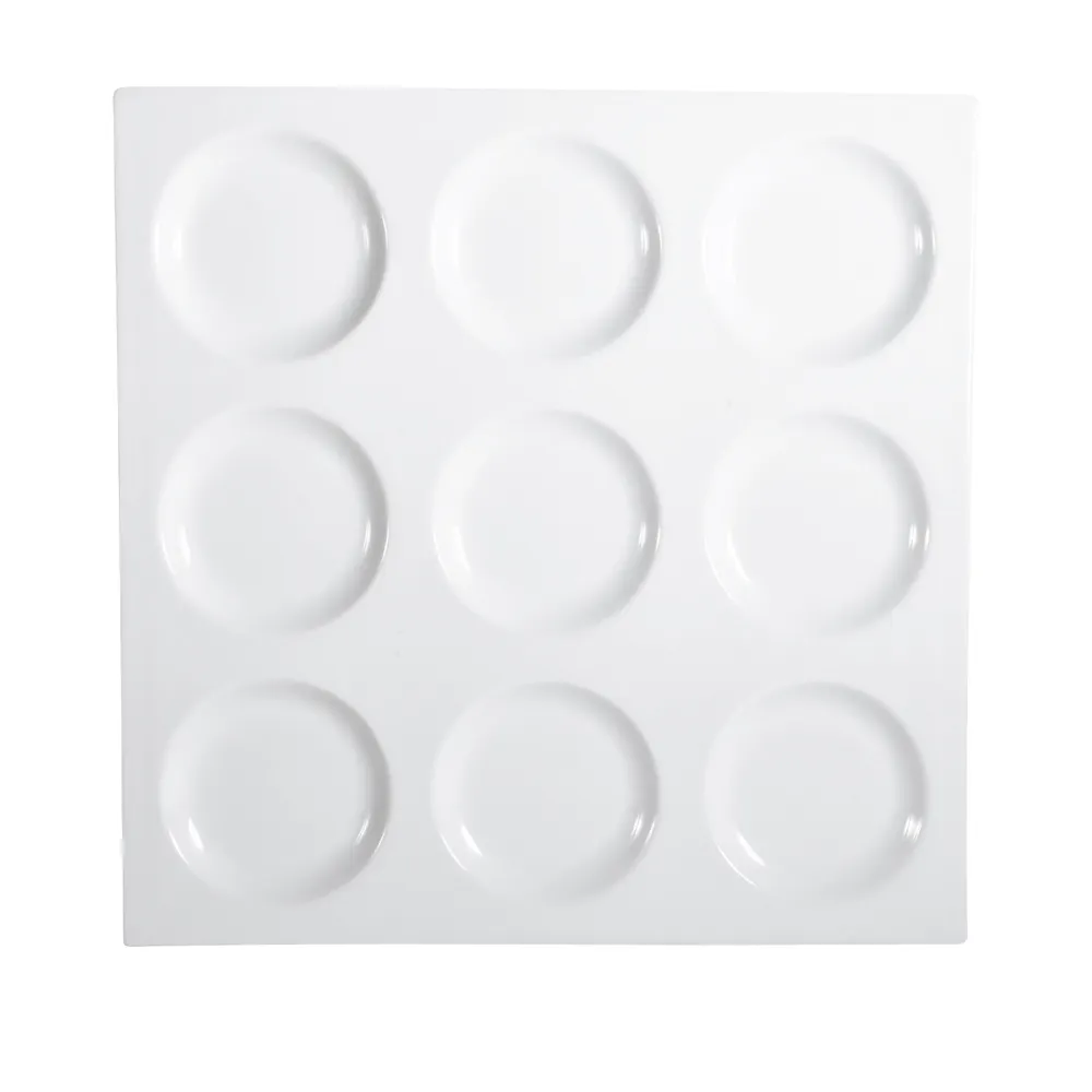CACChina CMP-SQ12 Compartment Tray 12" x 12" x 1" Square 9 Compartments Porcelain White - 1 Dozen