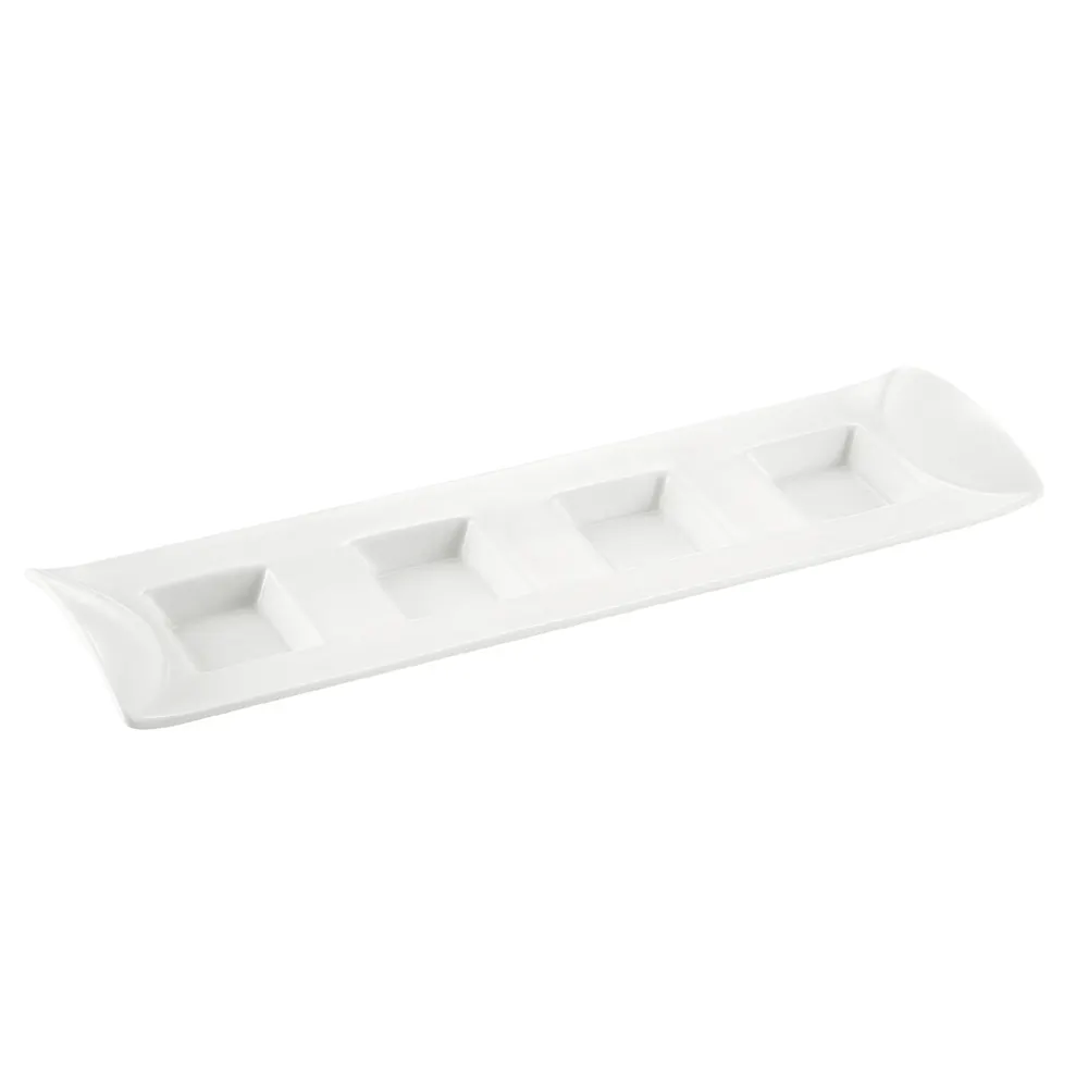 CAC China CN-4T12 -4 Compartment Tray, 12-7/8"L x 3-7/8"W x 1-1/4",½ oz. per Compartment - Dozen