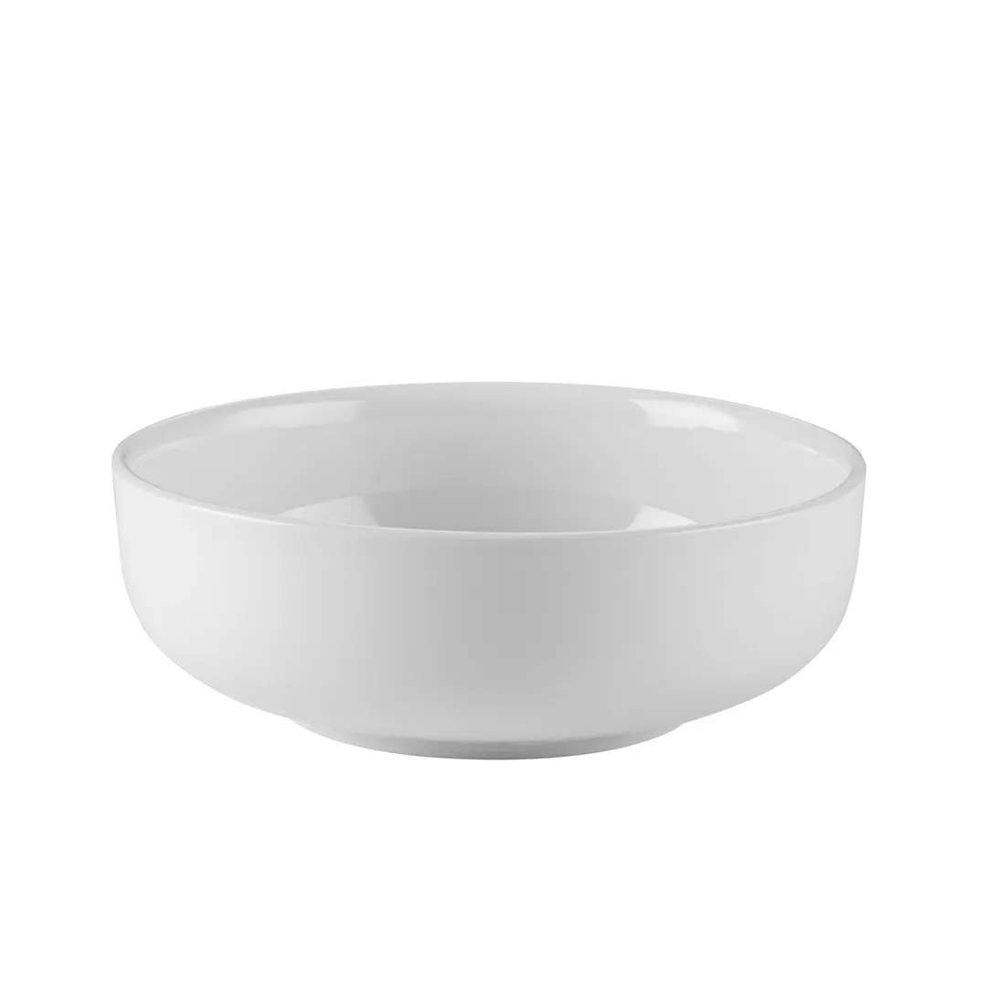 CAC China MB-309 - 9" (9 1/4") Round Porcelain Salad Bowl, Wide Well, 72 oz, 9 in Diameter - Dozen