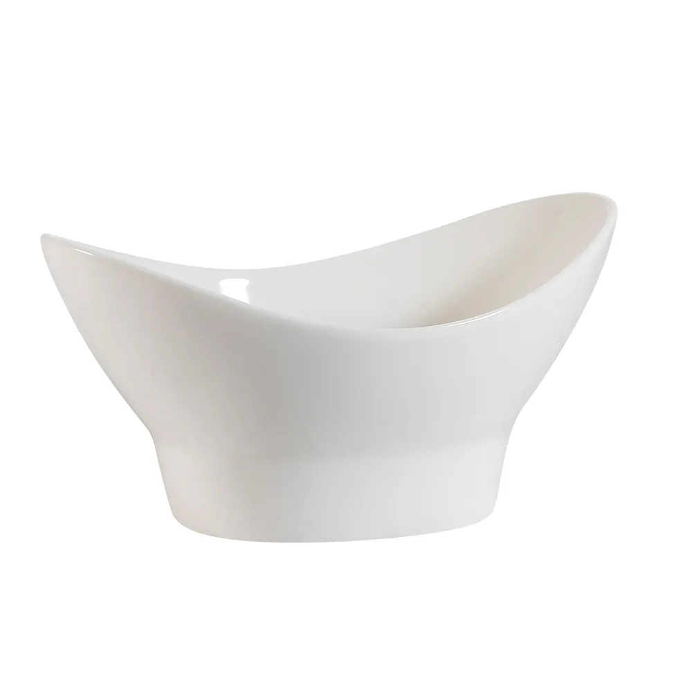 CACChina NGB-13 - 72 Oz. Bone White Porcelain Nugget Bowl,13-1/4" L 8" W 6-3/4" H,Dishwasher/Oven Safe