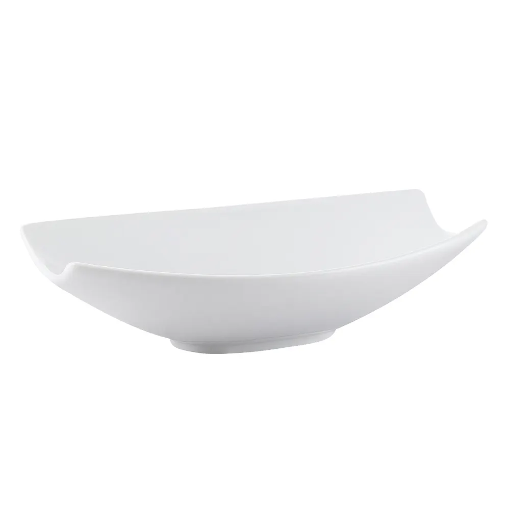 CAC China RCN-B515 Porcelain Bowl, 72 Oz., 15-1/4" L x 9-3/4" W x 3-1/2" H, White, Dishwasher Safe