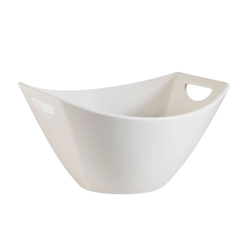 CAC China STU-B8 Oval Salad Bowl, 78 Oz., 8-1/4"L x 8"W x 5-3/4"H, Porcelain, Bone White - Dozen
