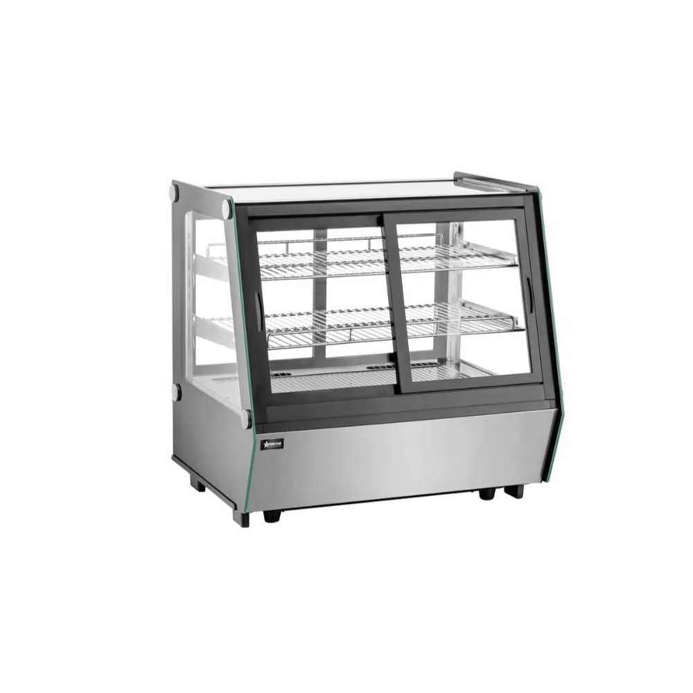 Omcan USA 48568 - Refrigerated Display Case, 48" Wide, 7.06 cu.ft, Black Finish, Doors, 110-120V 3.9A
