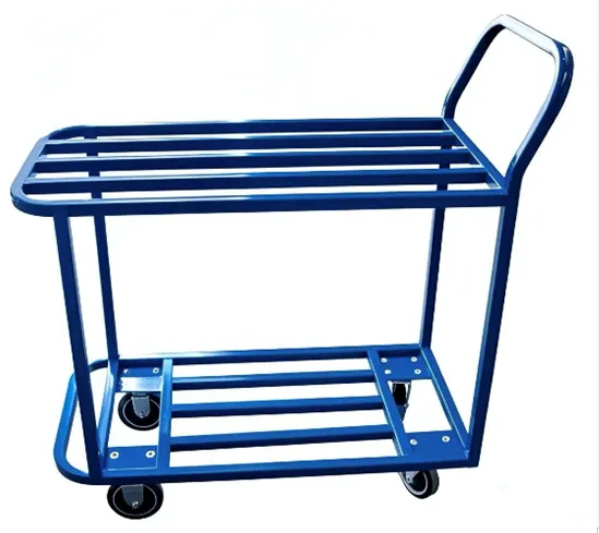 Omcan USA 48655 Welded Utility Cart, 599-3/4 lbs, Blue Powder Coated, 2 Tubular Shelves, 39-1/4" x 19" x 41-1/4"H