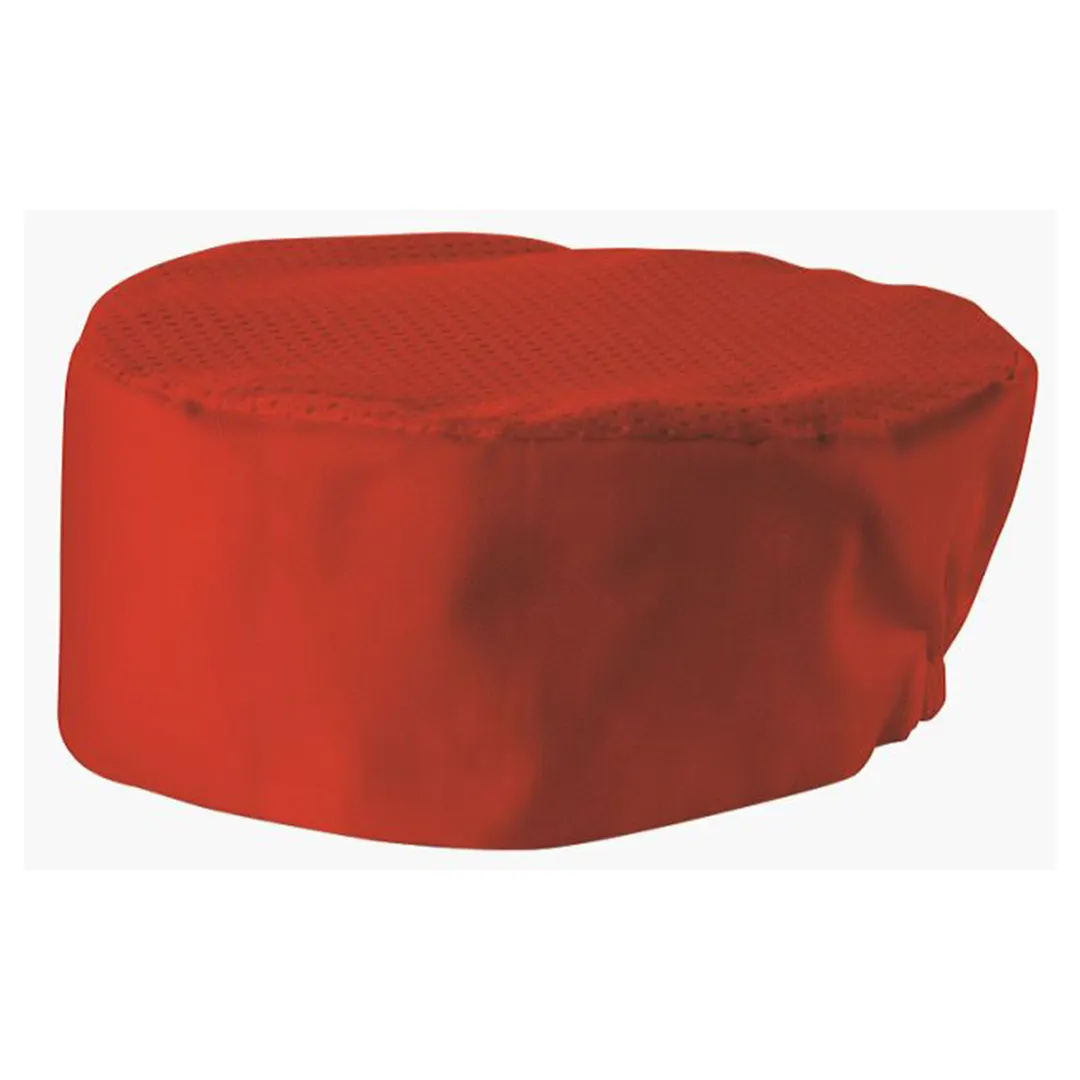 Winco CHPB-3RR Pillbox Hat, 3-1/2"H, Ventilated, 65/35 Poly-Cotton Blend, red, regular size