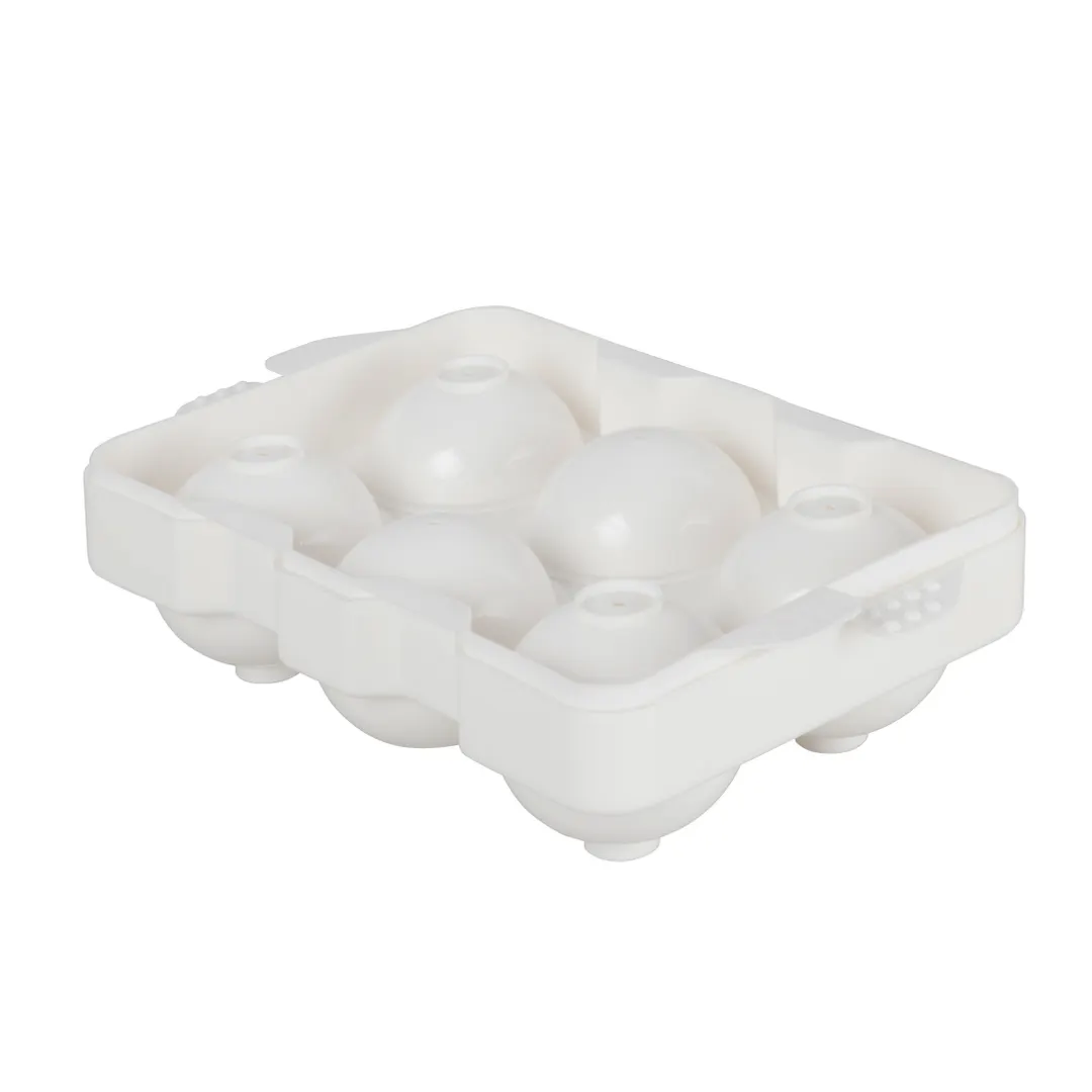 Winco ICCP-6W Ice Cube Tray, 6-Compartment, 2-Piece: Top & Bottom Trays, Makes Spherical 2" Cubes