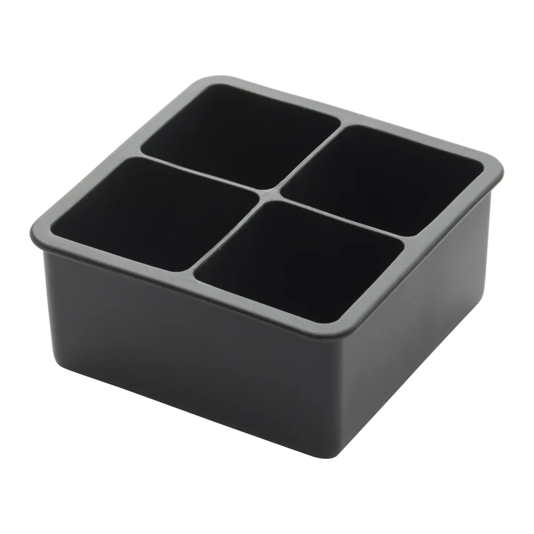 Winco ICCT-4R Ice Cube Tray (4) 2" Square Compartments, Silicone, Black
