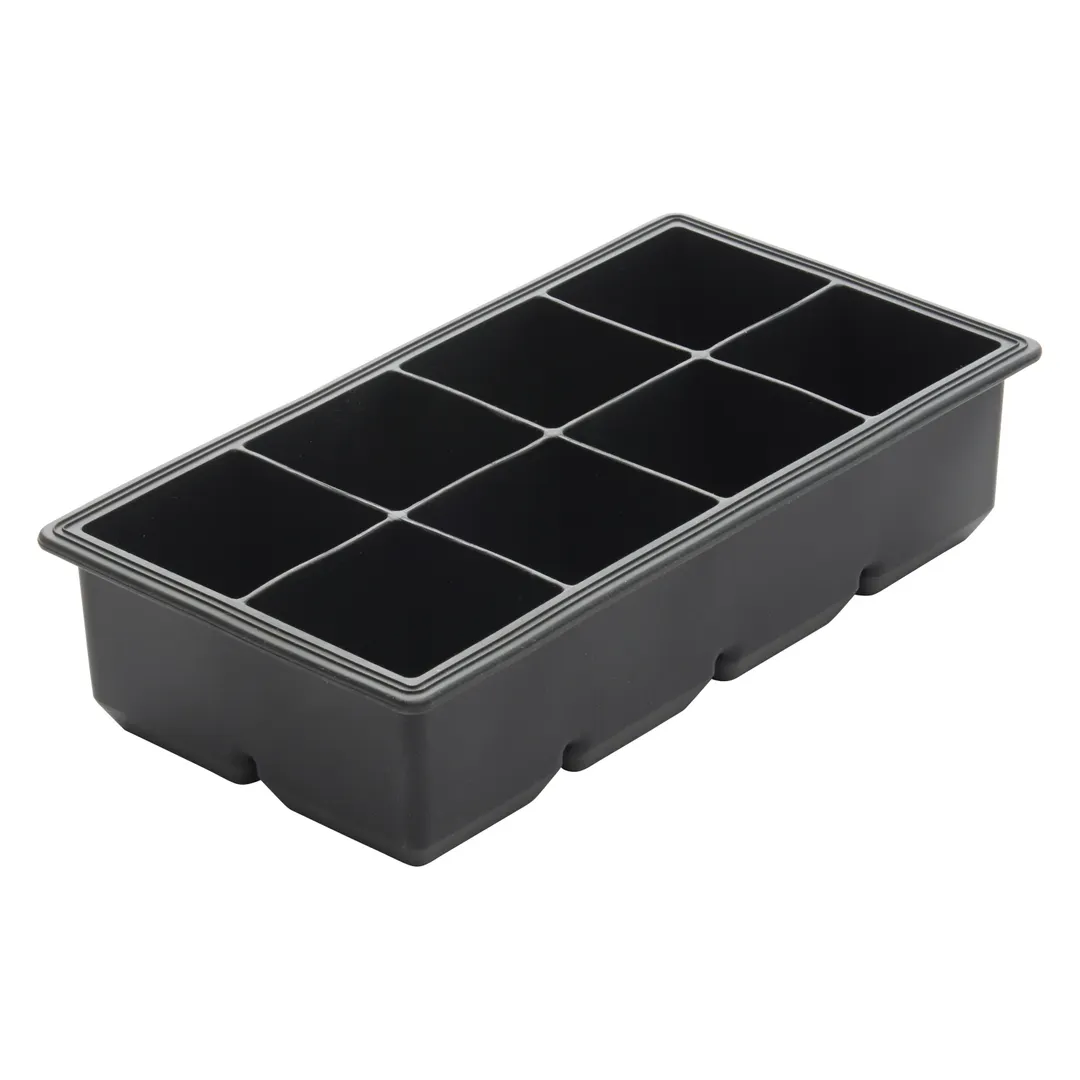 Winco ICCT-8R Ice Cube Tray (8) 2" Square Compartments, Silicone, Black