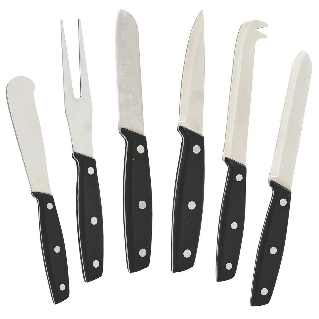 Winco KCS-6 Cheese Knife Set, 6-Piece with POM Handles, Stainless Steel Blades