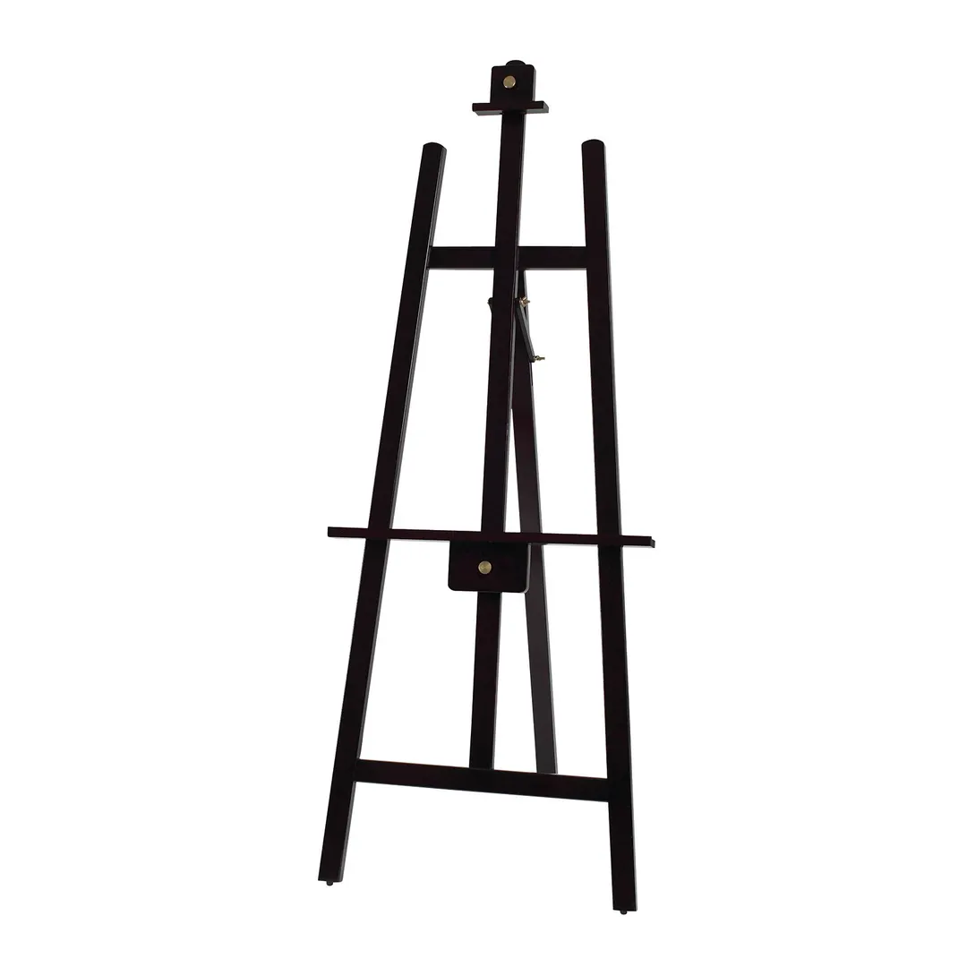 Winco MBBE-3 Tripod Easel, 23-1/4"L x 1"W x 61"H, 1" mahogany frame, copper knob, 2 planes - Set