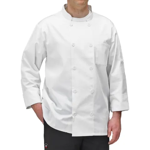 Winco UNF-5WS Chef Jacket, Universal Fit, Double Breasted, white, small