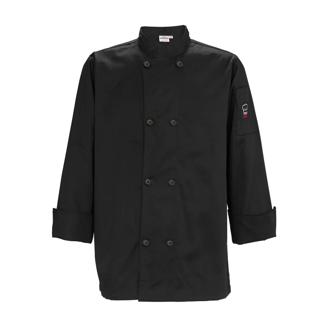 Winco UNF-6K4XL Mulholland Chef Jacket, Tapered Fit, black, 4XL