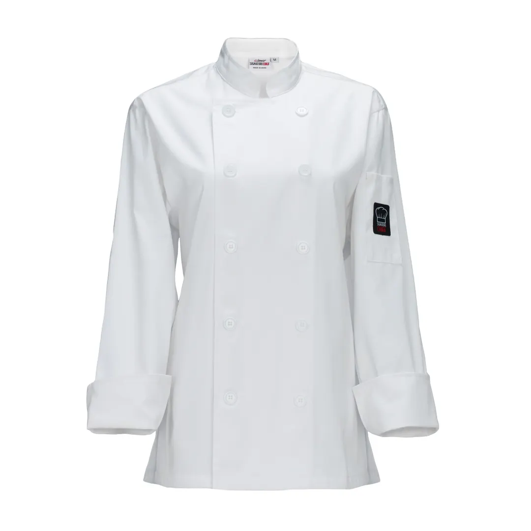 Winco UNF-7WS Beacon Women'S Chef Jacket, Tapered Fit, white, small