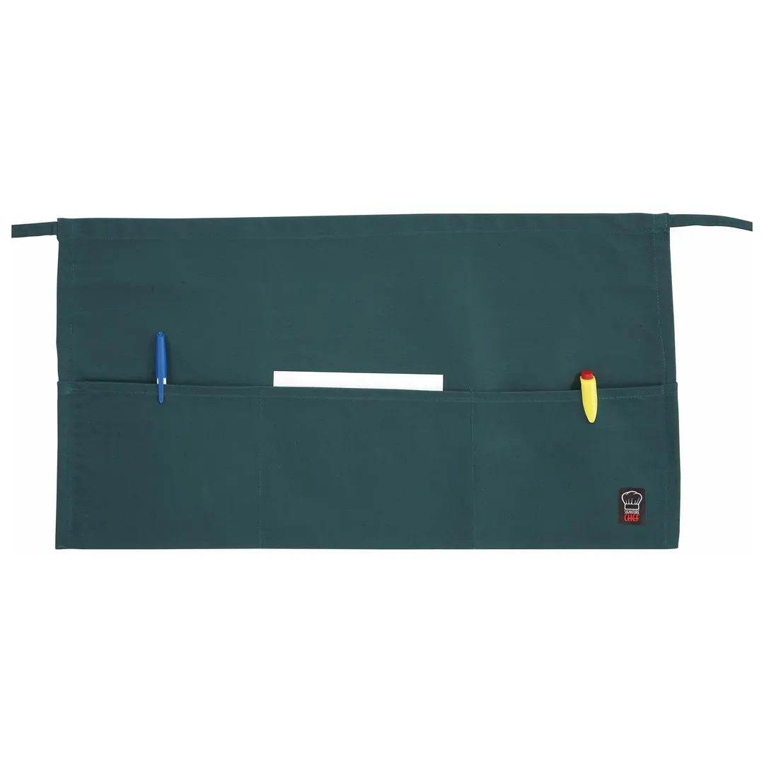 Winco WA-1221G Waist Apron, 21-3/4"L X 12-1/2"W (3) Pockets, Machine Wash And Dry, green