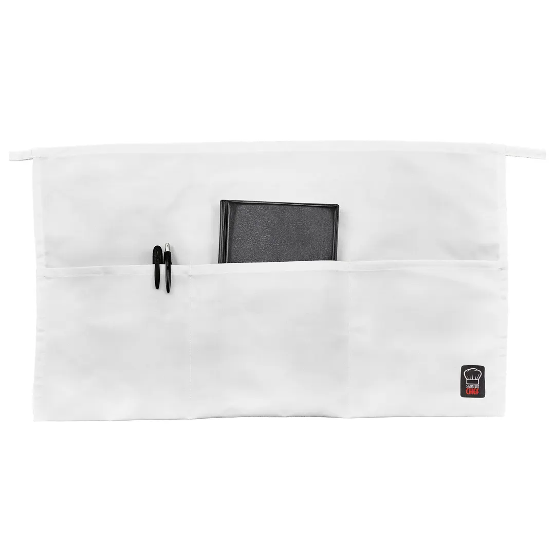 Winco WA-1221W Waist Apron, 21-3/4"L X 12-1/2"W (3) Pockets, Machine Wash And Dry, white
