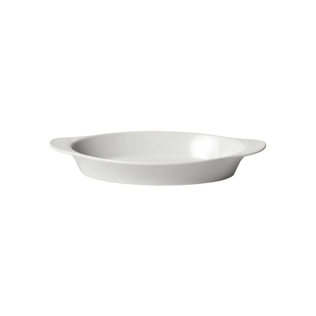 Winco WRD-12 Welsh Rarebit Baking Dish 12 oz Oval Porcelain White 10"L x 5-1/4"W x 1-1/4"H - 1 Dozen