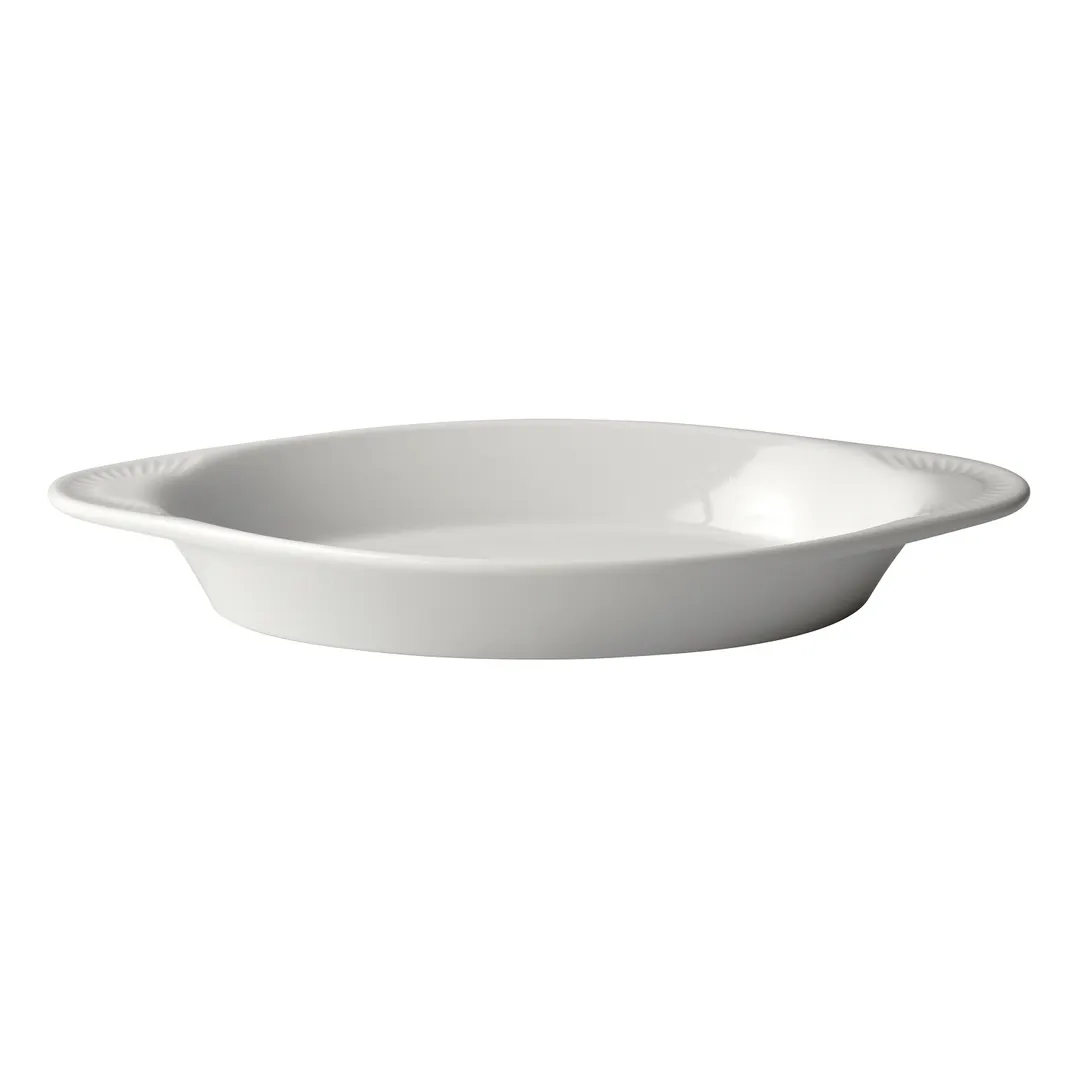 Winco WRD-20 Welsh Rarebit Baking Dish, 20 oz, Oval White Porcelain, 12" x 6-1/8" x 1-5/8", - 1 Dozen