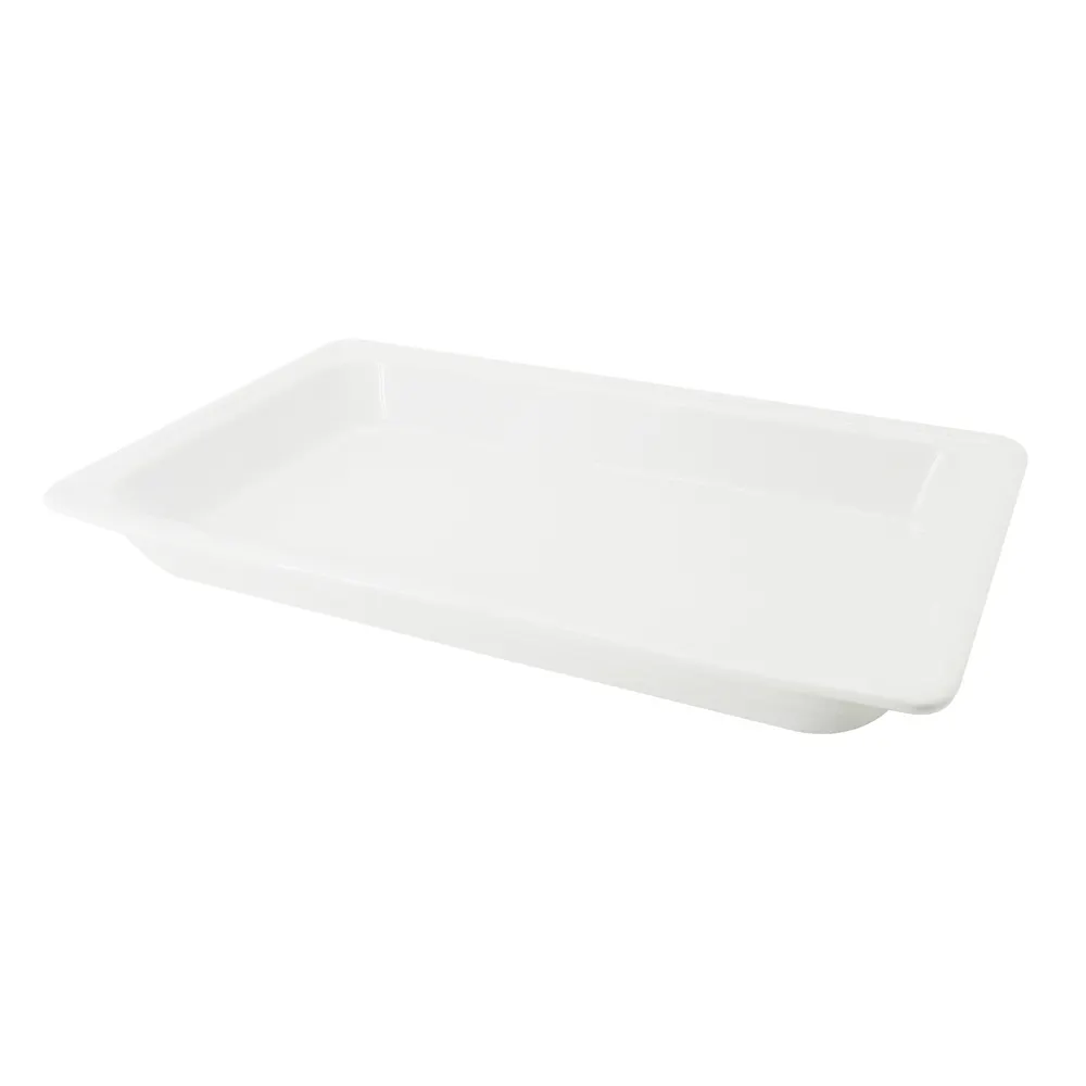 CACChina BF-101 GN Food Pan - 20-7/8"L x 12-3/4"W x 2-1/2"H, Porcelain, Super White, Oven & Microwave Safe
