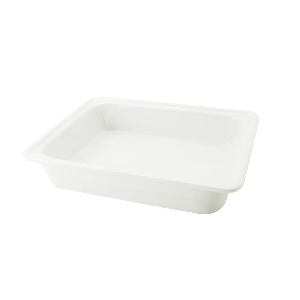 CAC China BF-102 Food Pan - 12-3/4" x 10-3/8" x 2-1/2", Porcelain, White, Dishwasher & Oven Safe