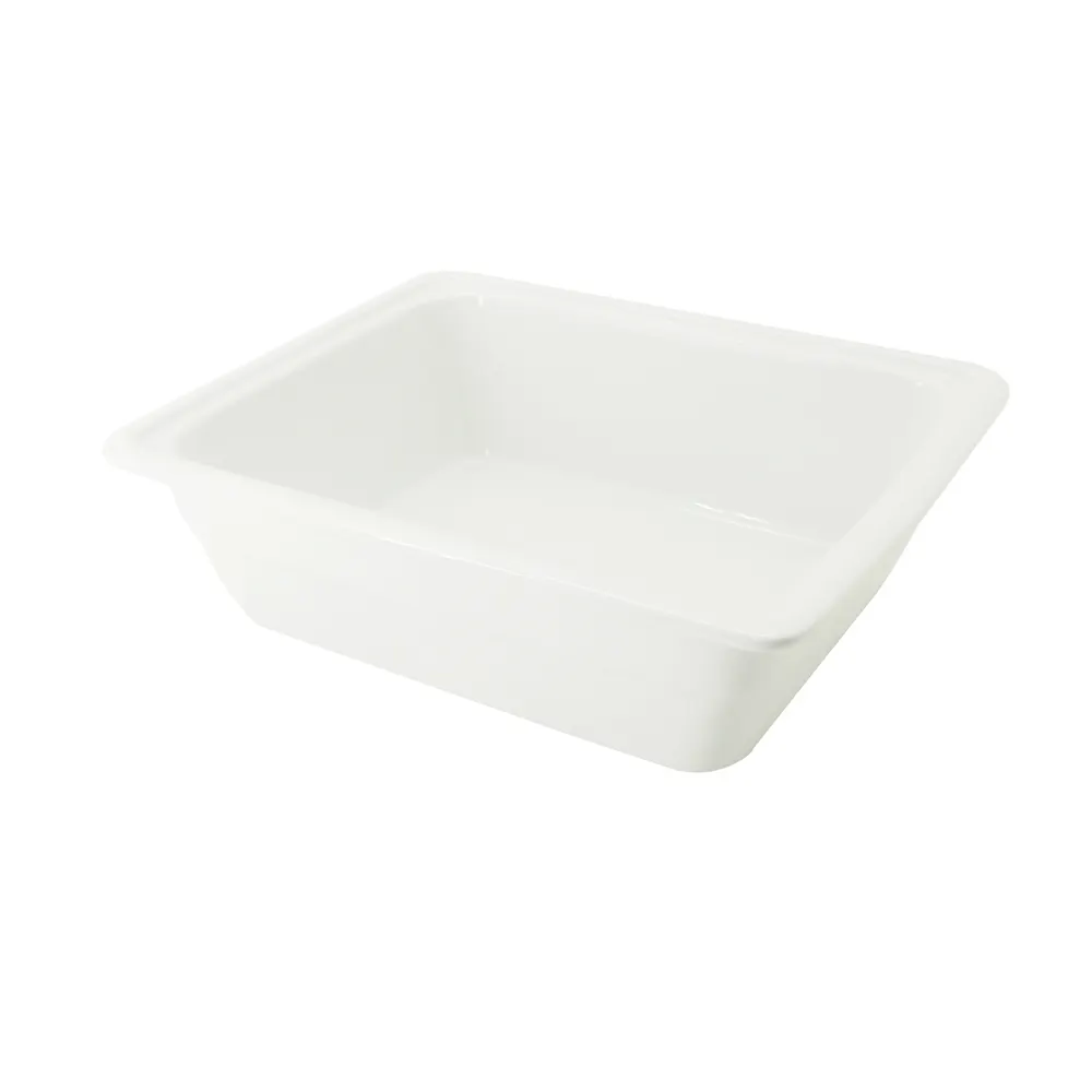 CACChina BF-102D GN Food Pan - 12-3/4"L x 10-3/8"W x 4"H, 1/2 Size, Porcelain, Super White, Oven Safe