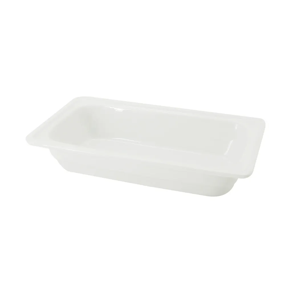 CAC China BF-103 GN Pan 12-3/4"L x 6-7/8"W x 2-1/2"H, Porcelain White Dishwasher/Oven/Microwave Safe