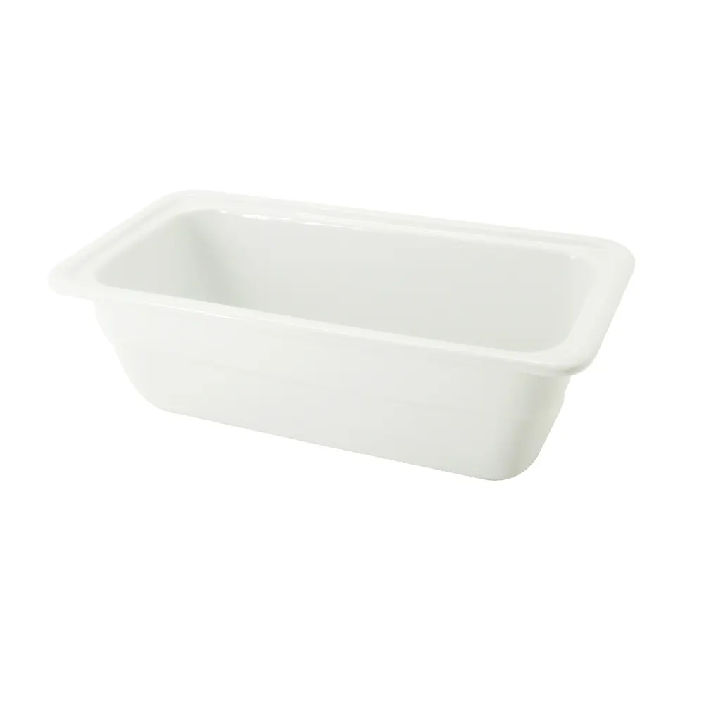CACChina BF-103D Pan 1/3, 12-3/4"L x 6-7/8"W x 4"H Porcelain, White Dishwasher/Oven/Microwave Safe