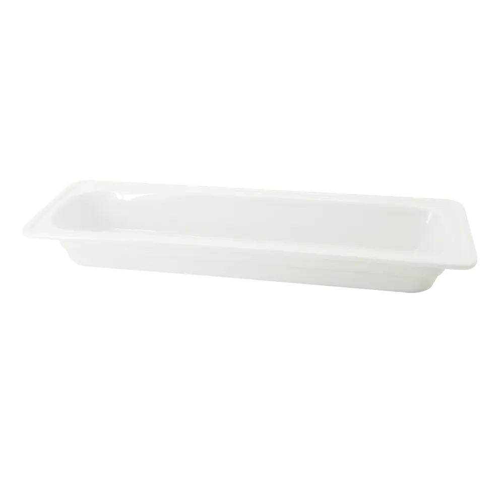CACChina BF-204 2/4 Pan – 20-7/8"L x 6-3/8"W x 2-1/2"H, Porcelain, White, Dishwasher/Oven Safe