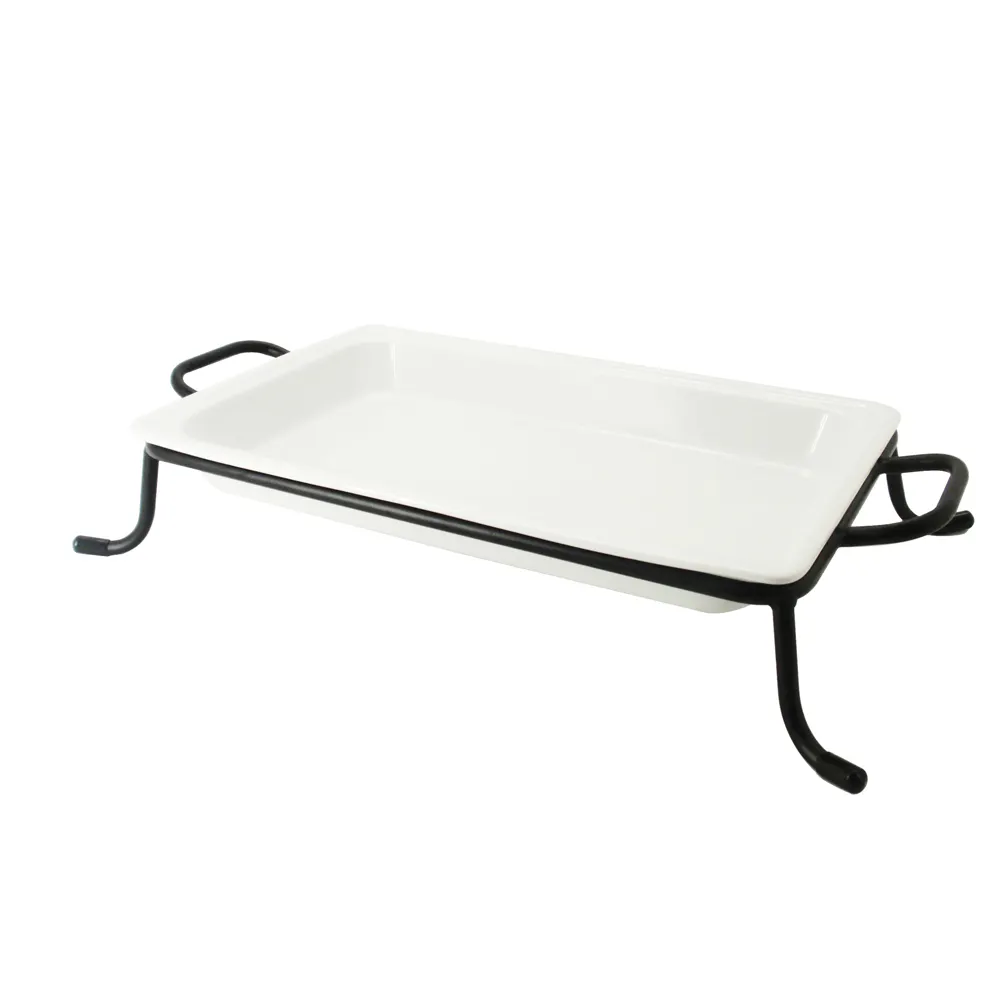 CAC China BF-G111 GN Food Pan Set, 20-7/8"L x 12-3/4"W x 2-1/2"H, Porcelain, Super White - Set