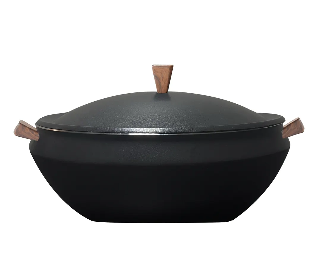 Spring USA WT-14508180 12.75" Dia x 7.5" H Induction Eastern Wood Ti Coated 5qt 150°F Dishwasher Safe