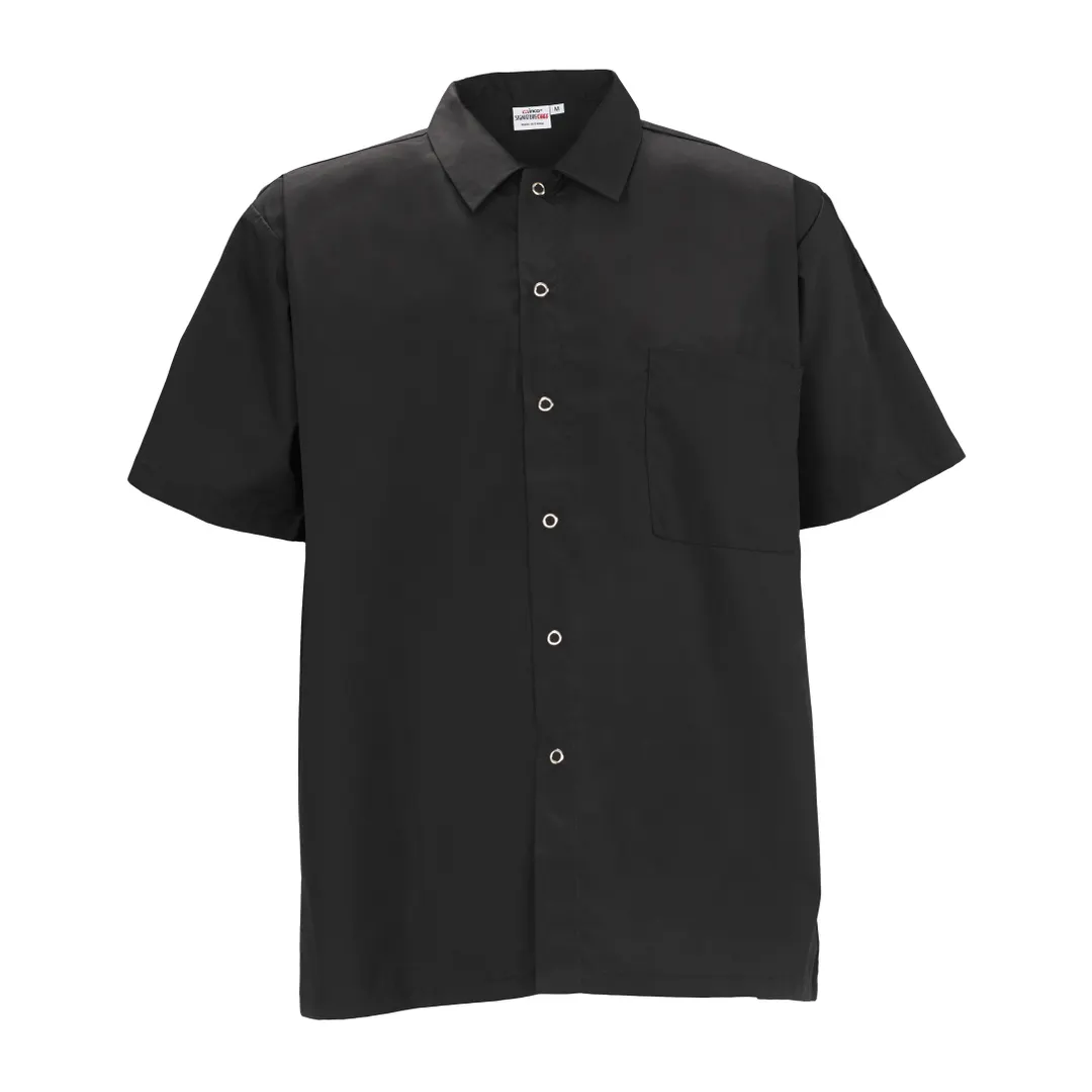Winco UNF-1K3XL Broadway Chef Shirt, Short Sleeved, black, 3XL