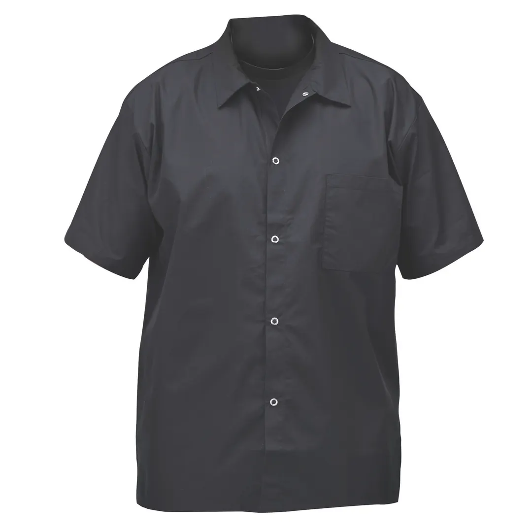 Winco UNF-1KXXL Broadway Chef Shirt, Short Sleeved, black, XXL
