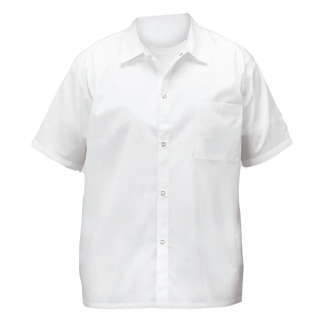 Winco UNF-1WS Broadway Chef Shirt, Short Sleeved, white, small