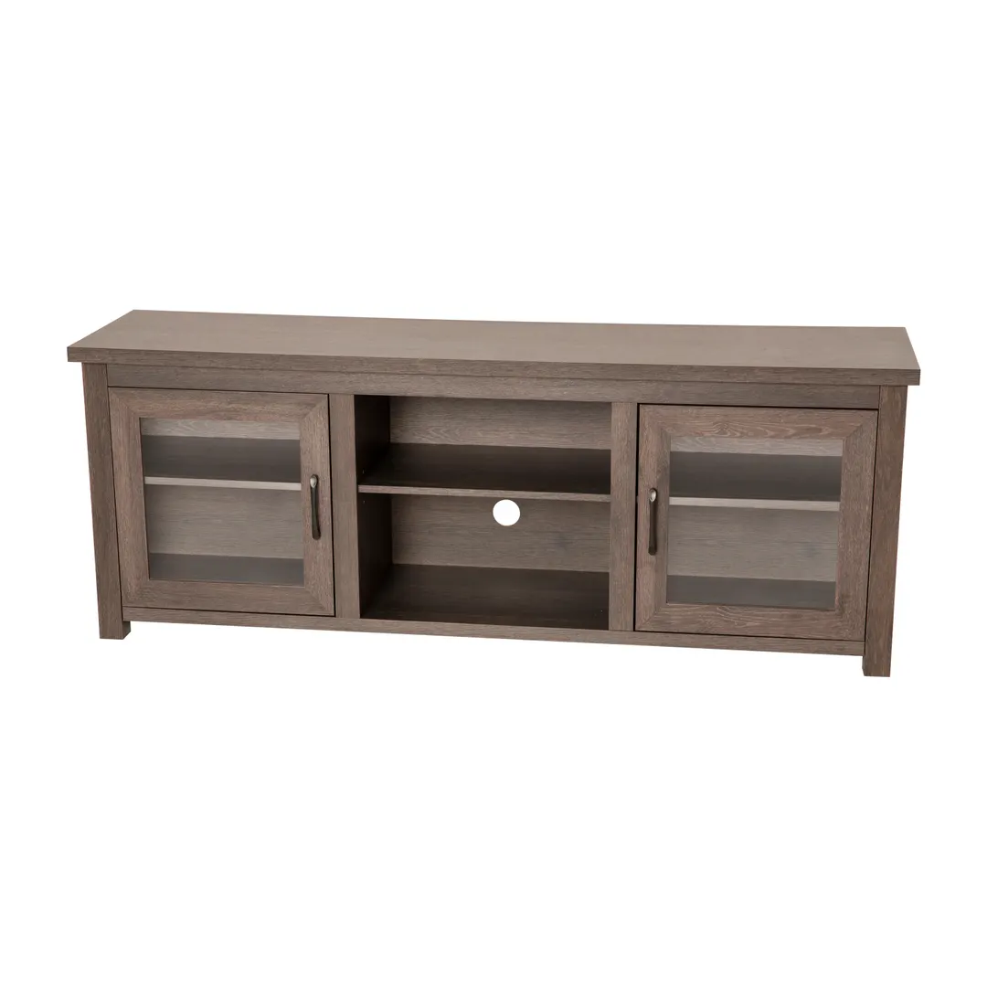 Flash Furniture GC-MBLK65-BK-GG 23" Rectangular TV Stand for up to 80" TVs, Black Wash Finish, Engineered Wood, 3 Shelves