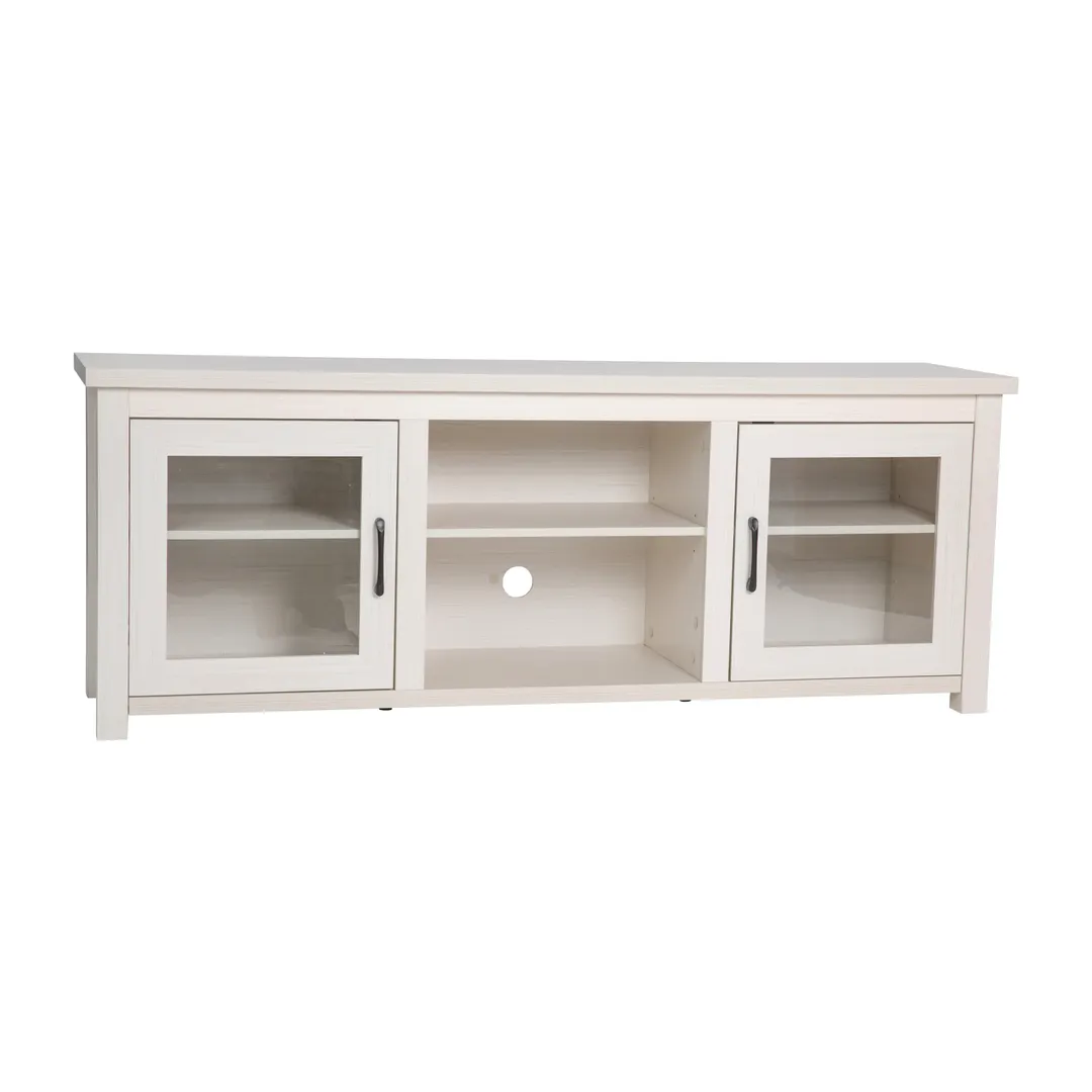 Flash Furniture GC-MBLK65-WH-GG 23" Rectangular TV Stand, Up to 80" TVs, 3 Shelves, White Wash Finish