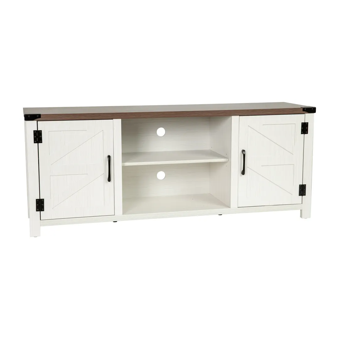 Flash Furniture GC-MBLK67-WH-GG 23" High Rectangular TV Stand for up to 65" TVs, Engineered Wood Frame, White Finish