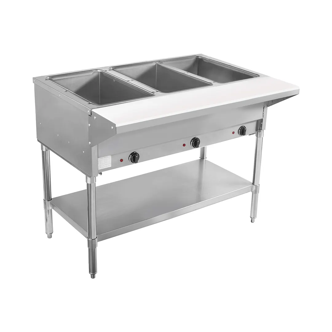 BevLes Company BVST-3-240 44" Electric Steam Table, (3) Open Pan Wells, 230V