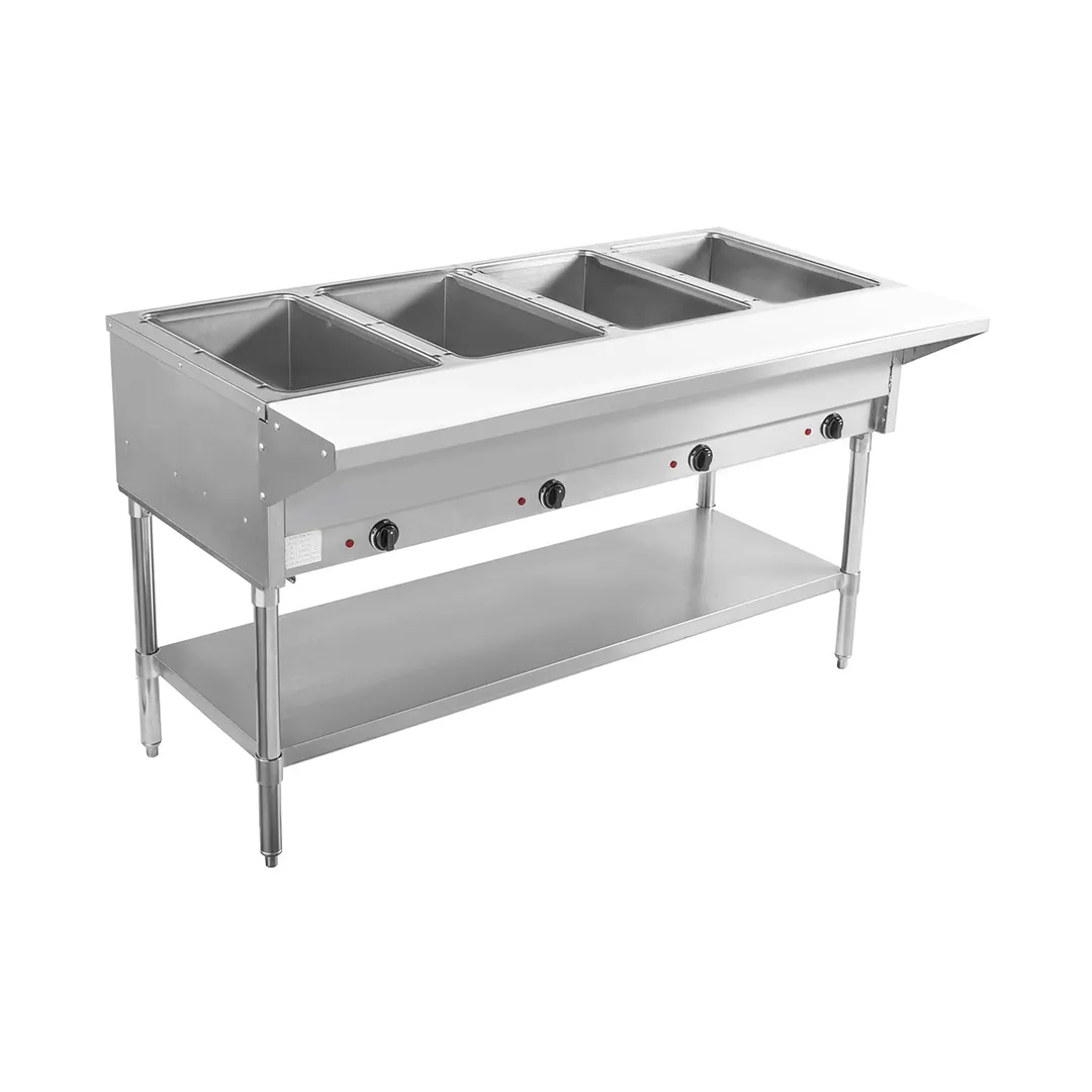 BevLes Company BVST-4-240 58" Electric Steam Table, (4) Open Pan Wells