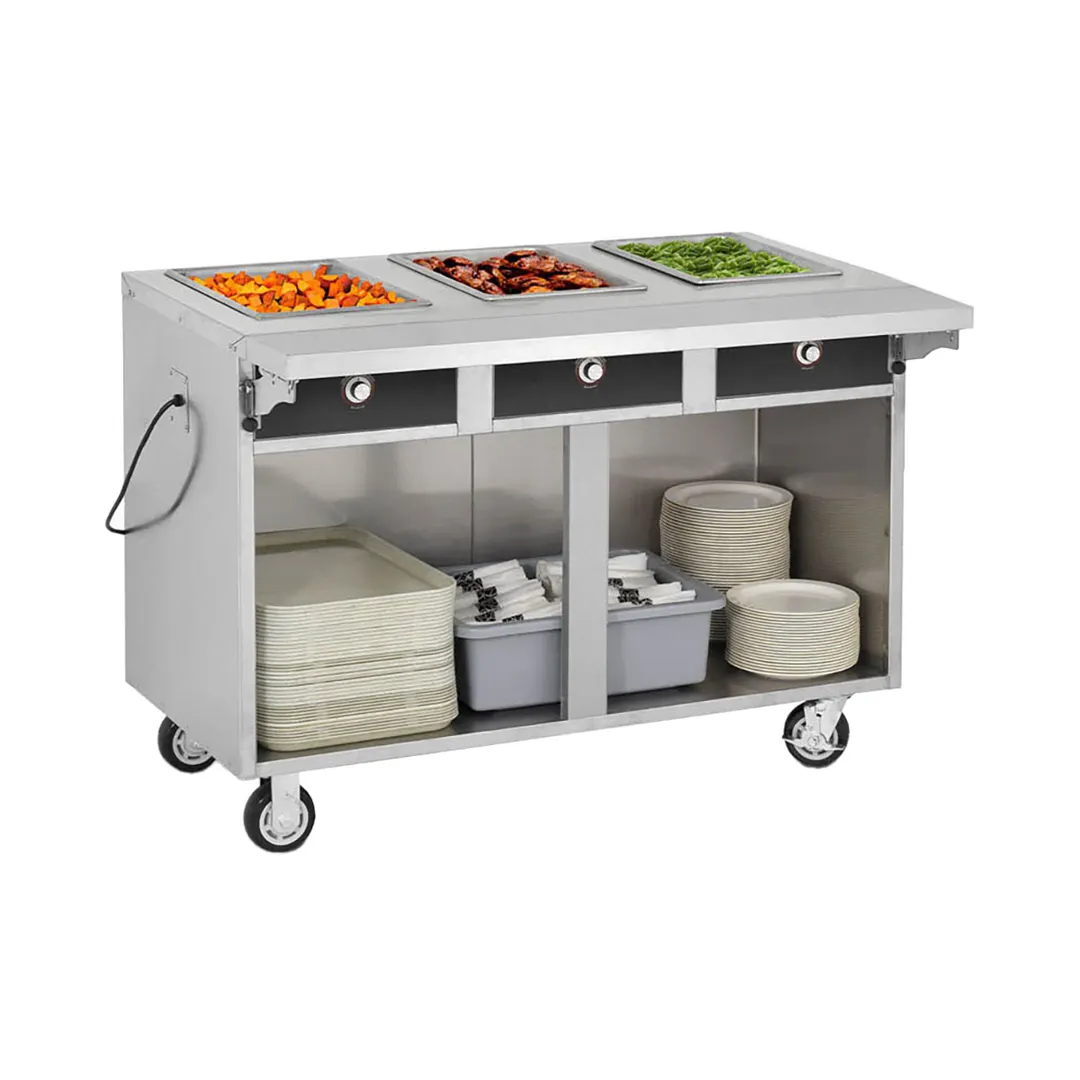 FWE HLC-3W6-1-DRN 51" Handy Line Serving Cabinet, (3) Wells