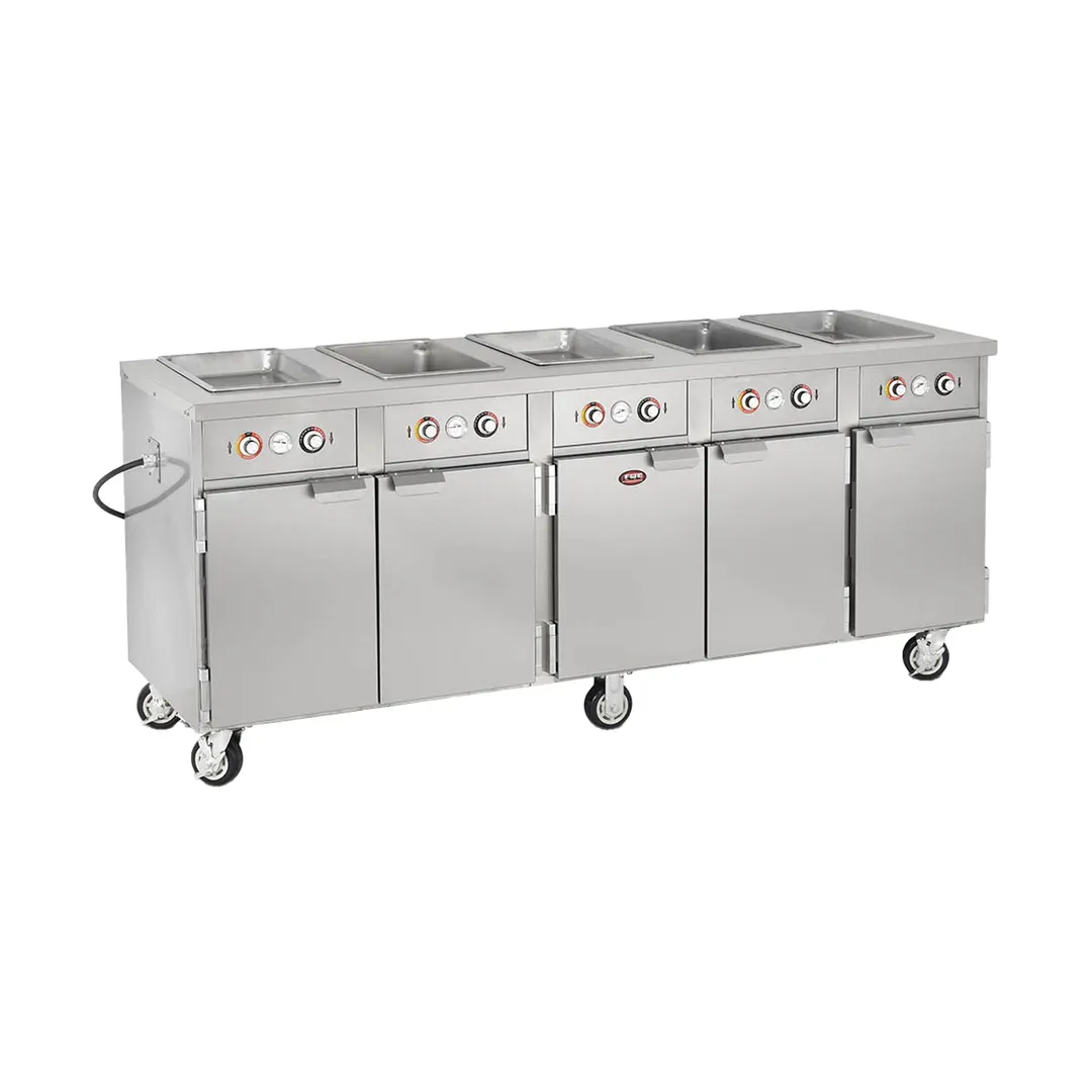 FWE HLC-5W6-7H-35-DRN 86" Handy Line Serving Cabinet, (5) Wells