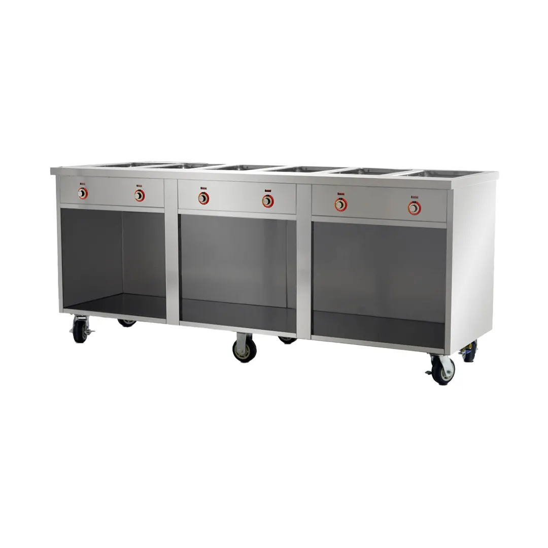 FWE HLC-6W6-1-DRN 86"  Handy Line Serving Cabinet, (6) Wells