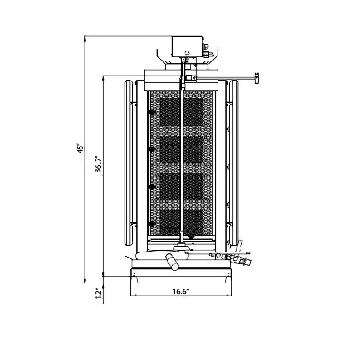 Inoksan PDG104MN 45" Gas Doner Kebab / Gyro Machine / Vertical Broiler, 165 Lbs