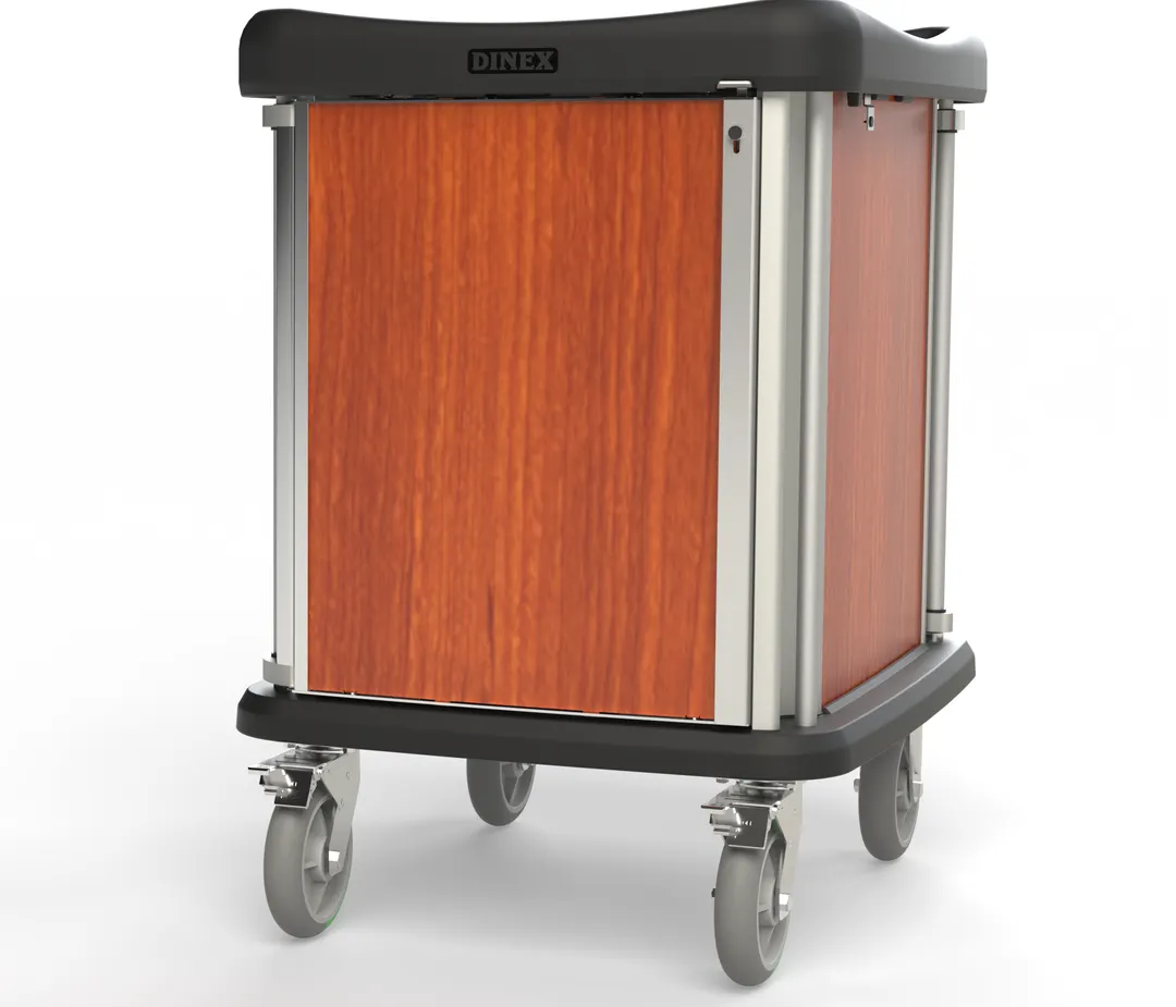 Dinex DXPPH10MP Phantom Meal Delivery Cart, 10 Tray, 43-48 Height, Stainless Steel & Maple, Self-Latching