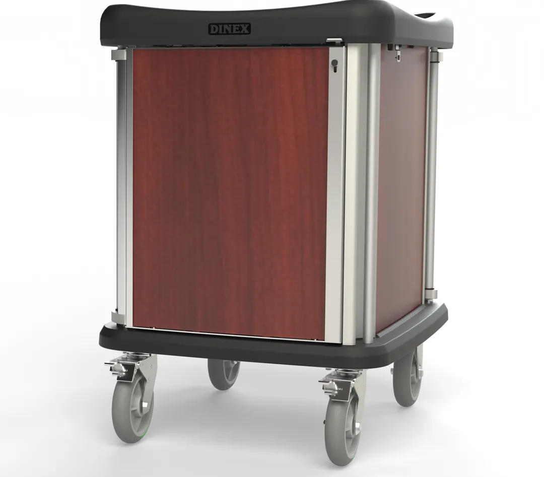 Dinex DXPPHPT10CH Phantom Meal Delivery Cart, 10 Tray, Pass Thru, 43-48 Height, Stainless Steel & Laminate, Cherry Finish